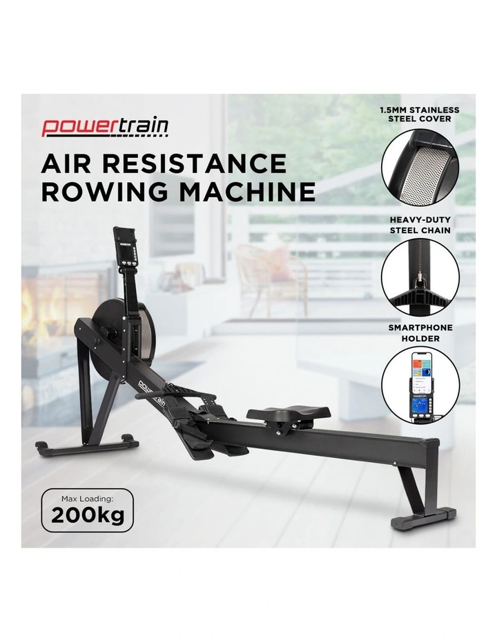Powertrain Air Rowing Machine Resistance Rower for Home Gym Cardio image 7