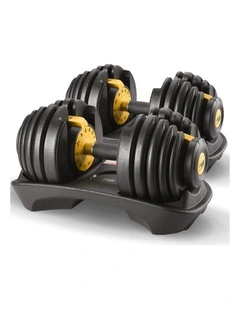 Powertrain 48kg Adjustable Dumbbell Set Home Gym Exercise Equipment Weights Gold