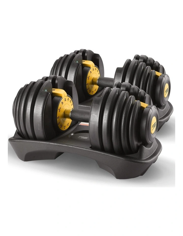 Powertrain 48kg Adjustable Dumbbell Set Home Gym Exercise Equipment Weights Gold image 1