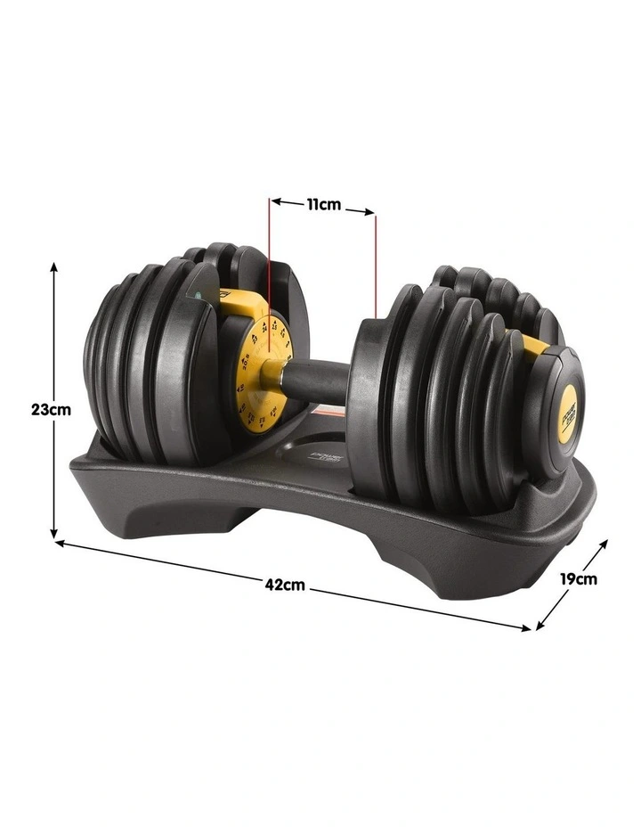 Powertrain 48kg Adjustable Dumbbell Set Home Gym Exercise Equipment Weights Gold image 3