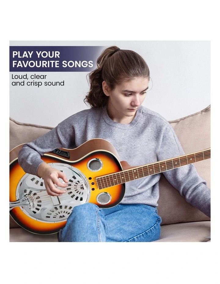 Karrera 40in Resonator Guitar - Sunburst image 7