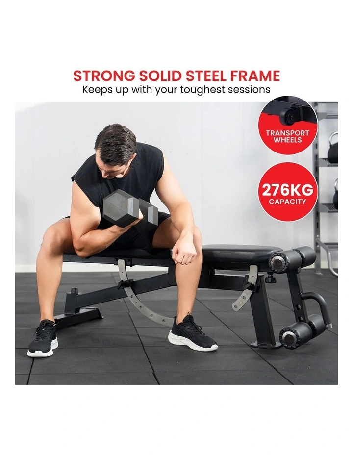 Powertrain Multi Workout Bench with Transport Wheels and Adjustable Backrest image 6