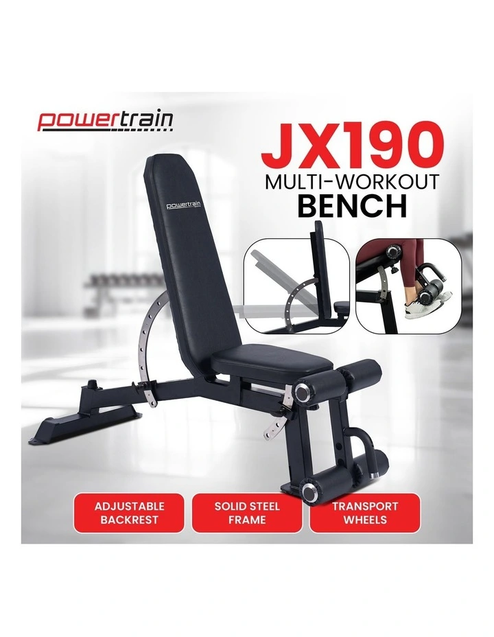 Powertrain Multi Workout Bench with Transport Wheels and Adjustable Backrest image 7