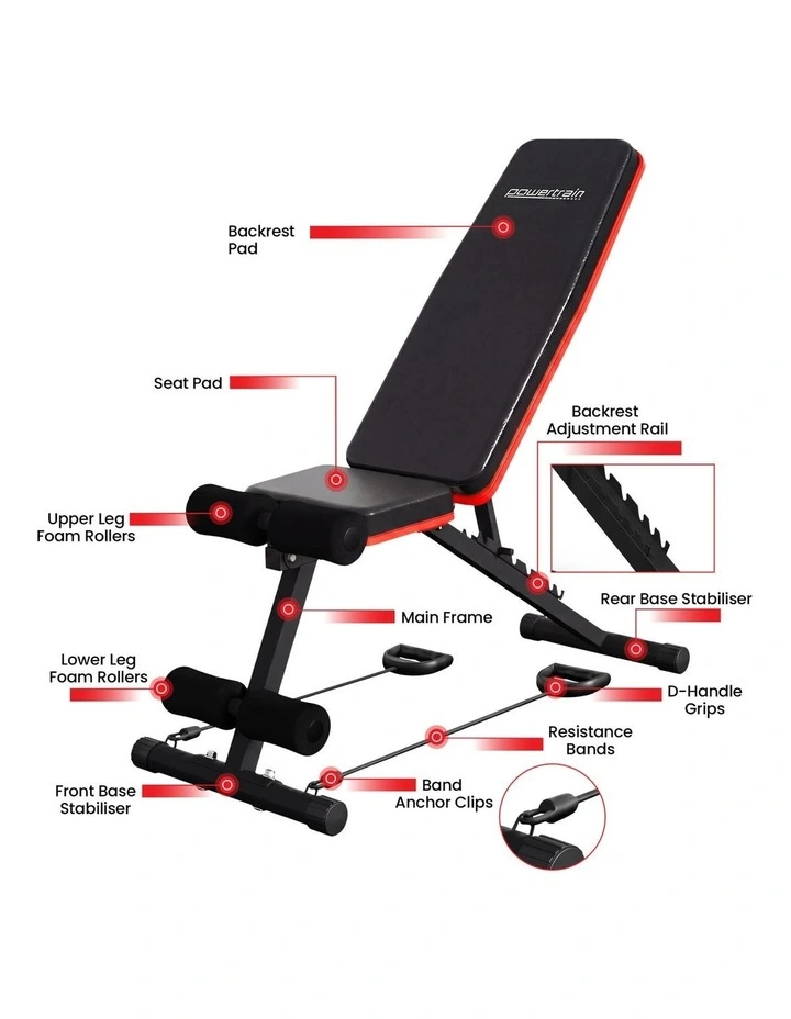 Powertrain Adjustable Weight Bench w/ Incline Decline and 7 Backrest Positions image 3