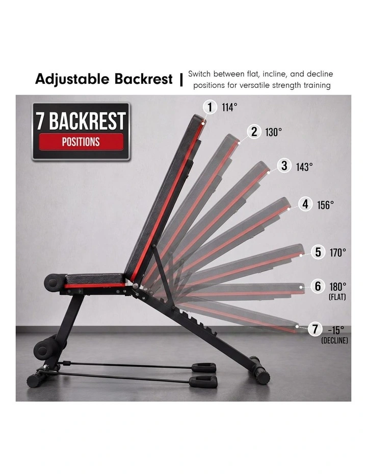 Powertrain Adjustable Weight Bench w/ Incline Decline and 7 Backrest Positions image 5