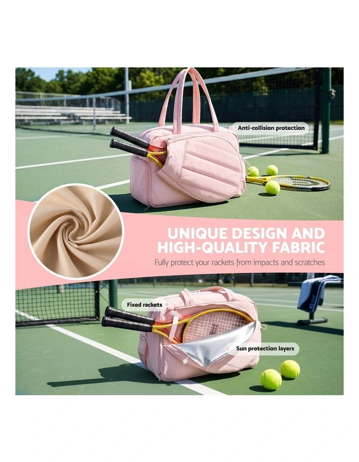 Everfit Tennis Tote Bag Gym Bag Sports Duffle Bags Holds 2 Rackets Pink image 5