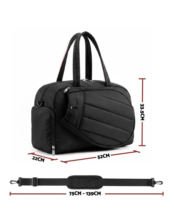 Everfit Tennis Tote Bag Gym Bag Sports Duffle Bags Holds 2 Rackets Black image 2