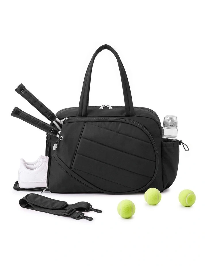 Everfit Tennis Tote Bag Gym Bag Sports Duffle Bags Holds 2 Rackets Black image 3