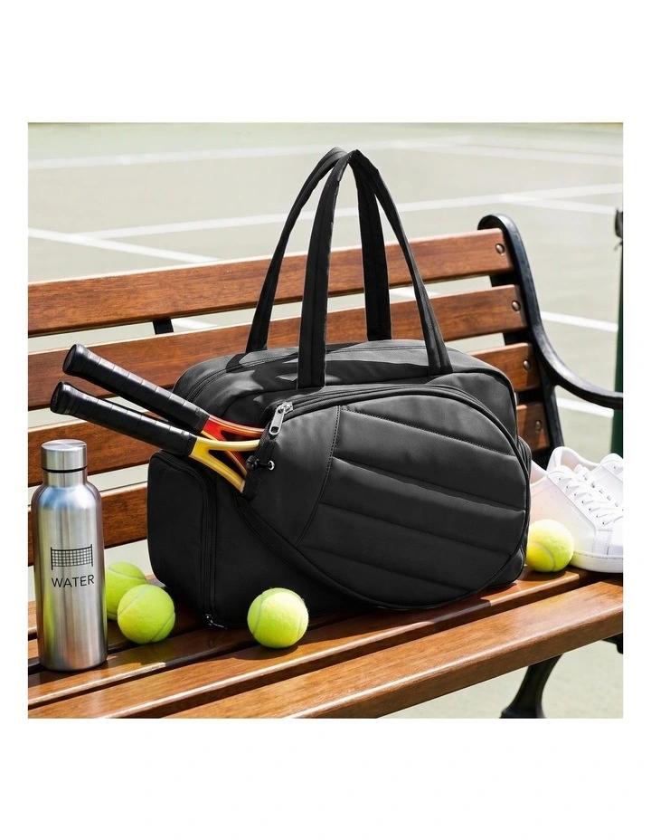 Everfit Tennis Tote Bag Gym Bag Sports Duffle Bags Holds 2 Rackets Black image 6