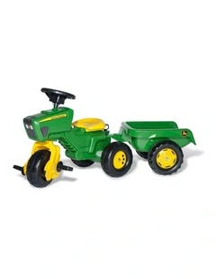 John Deere 102cm Rolly Play Pedal Trike/Tricycle Kids Vehicle w/ Trailer/Loader