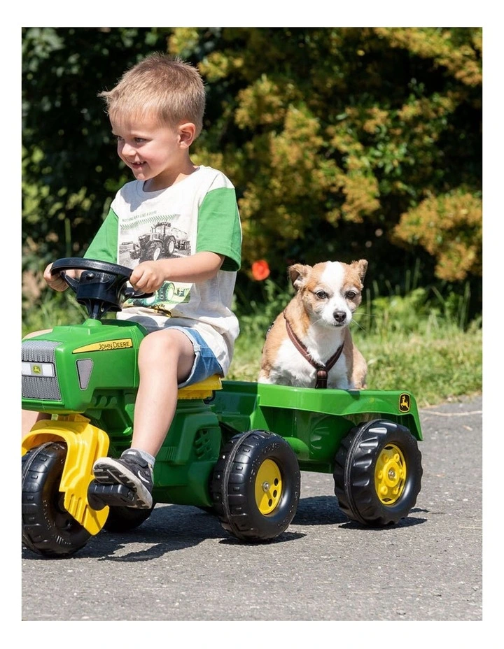 John Deere 102cm Rolly Play Pedal Trike/Tricycle Kids Vehicle w/ Trailer/Loader image 2