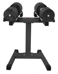 Powertrain Eon Dial Up 90KG Adjustable Dumbbells Pair with Stand - Black