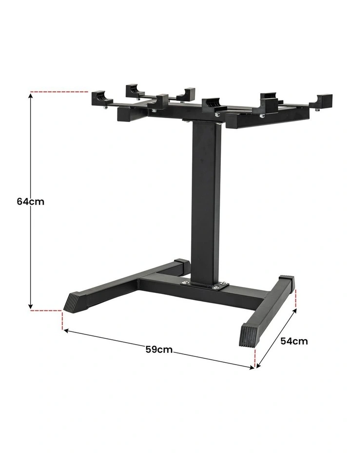 Powertrain Eon Dial Up 90KG Adjustable Dumbbells Pair with Stand - Black image 3
