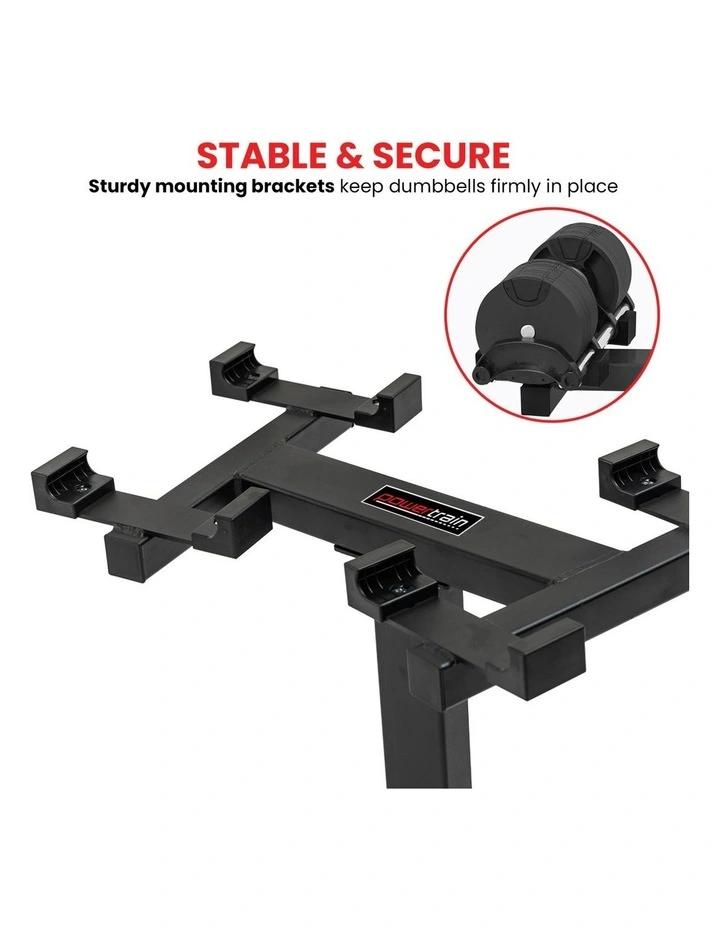 Powertrain Eon Dial Up 90KG Adjustable Dumbbells Pair with Stand - Black image 6
