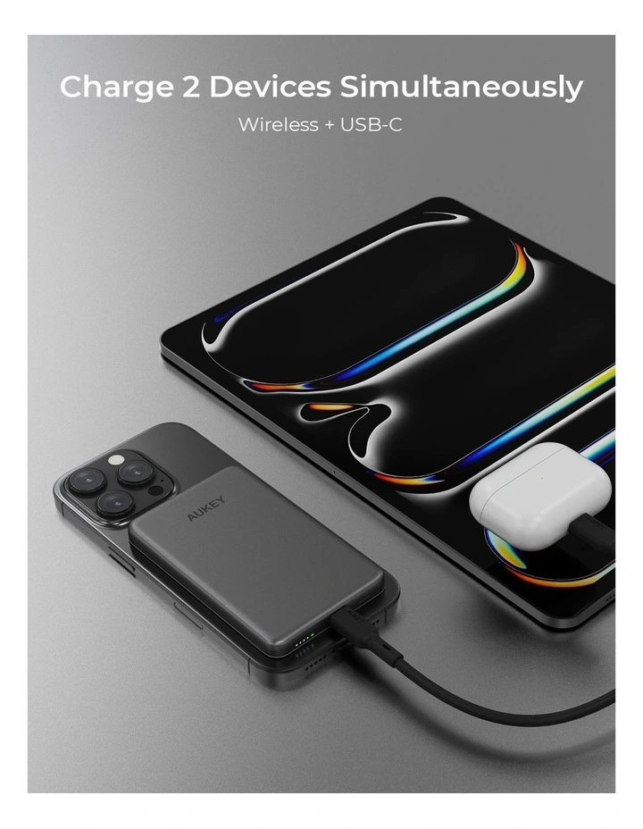 AUKEY PB-MS07 MagFusion M Qi2 5000mAh Magnetic Wireless Power Bank image 2