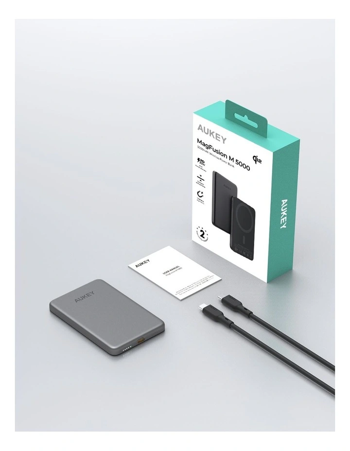 AUKEY PB-MS07 MagFusion M Qi2 5000mAh Magnetic Wireless Power Bank image 7