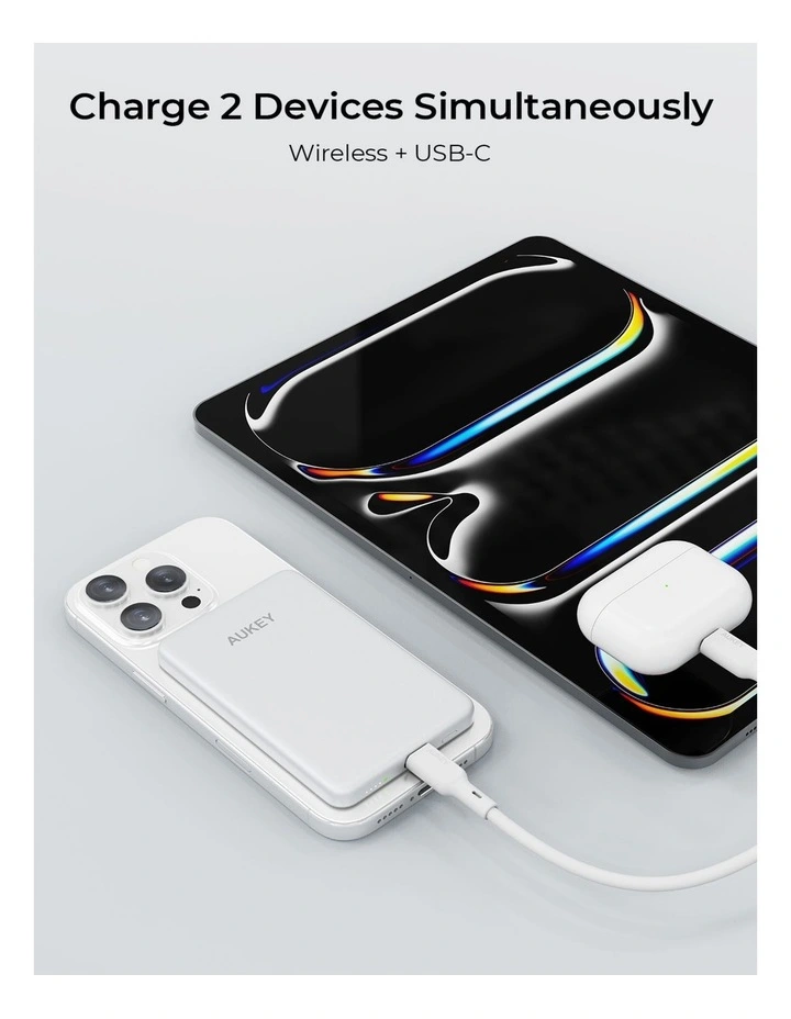 AUKEY PB-MS07 MagFusion M Qi2 5000mAh Magnetic Wireless Power Bank image 3