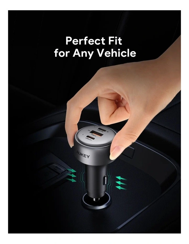 AUKEY CC-P3 Pathfinder Mix 3 100W Fast Car Charger - 3-Port USB-C and USB-A image 3