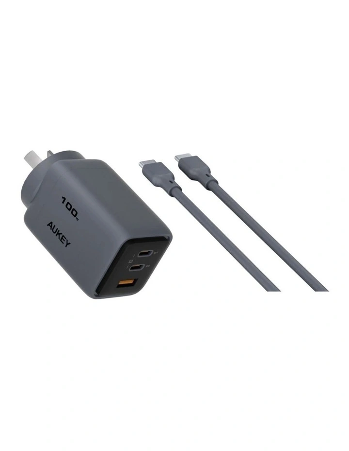 AUKEY PA-C5 Comet 100W PD GaN Wall Charger with 1.8m USB-C to C Cable image 1