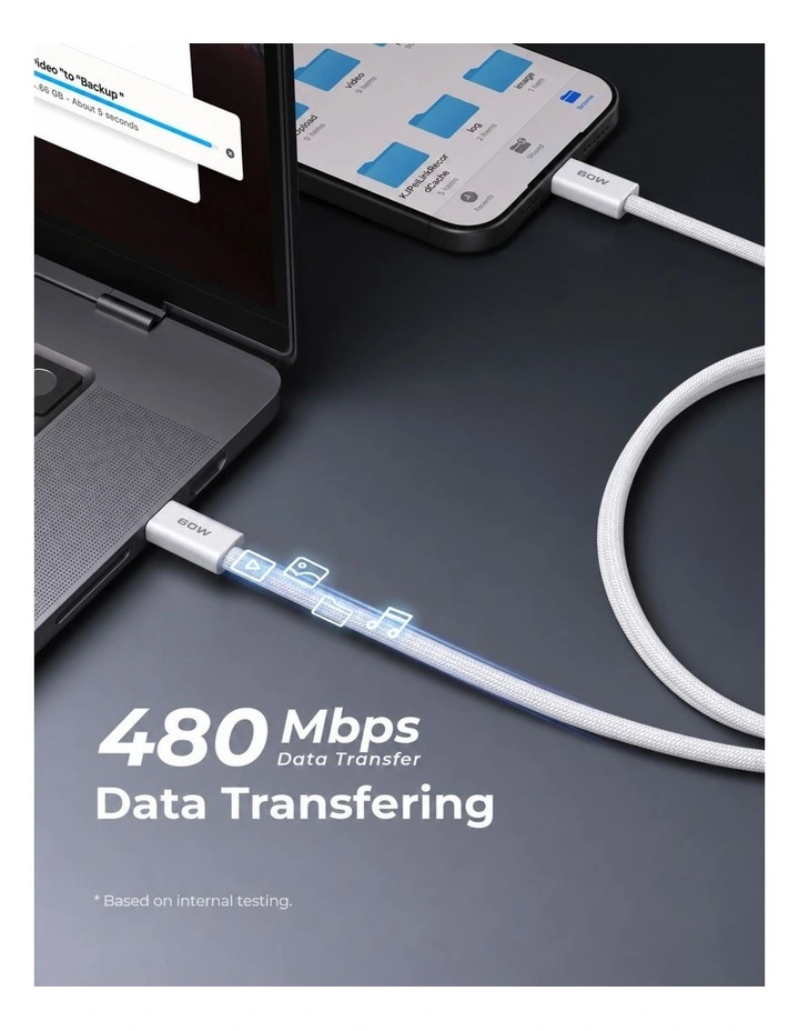 AUKEY CB-DCC061 Circlet Blink 1m 60W DTY Braided USB-C to C Cable image 4