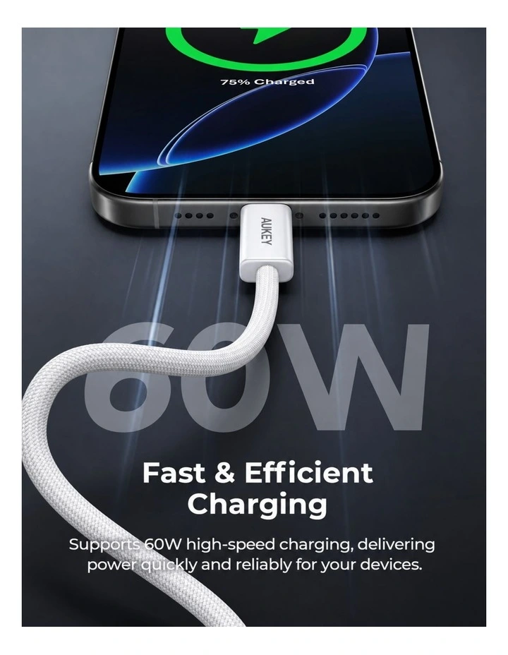 AUKEY CB-DCC061 Circlet Blink 1m 60W DTY Braided USB-C to C Cable image 5