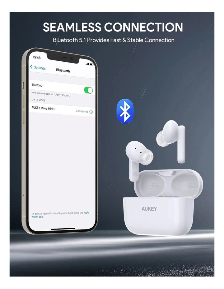 AUKEY EP-M1S True Wireless Mini S Earbuds - Lightweight, Bass-Driven Sound image 3