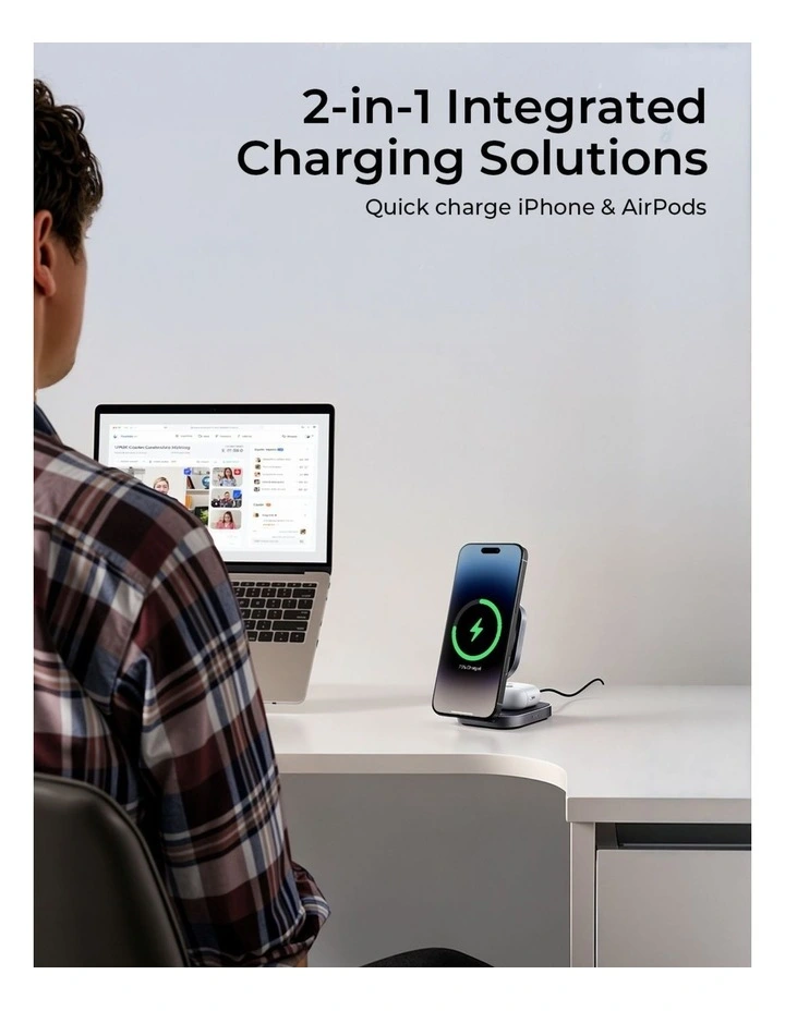 AUKEY MagFusion L LC-MC211 Qi2 Foldable 2-in-1 Magnetic Wireless Charger image 4