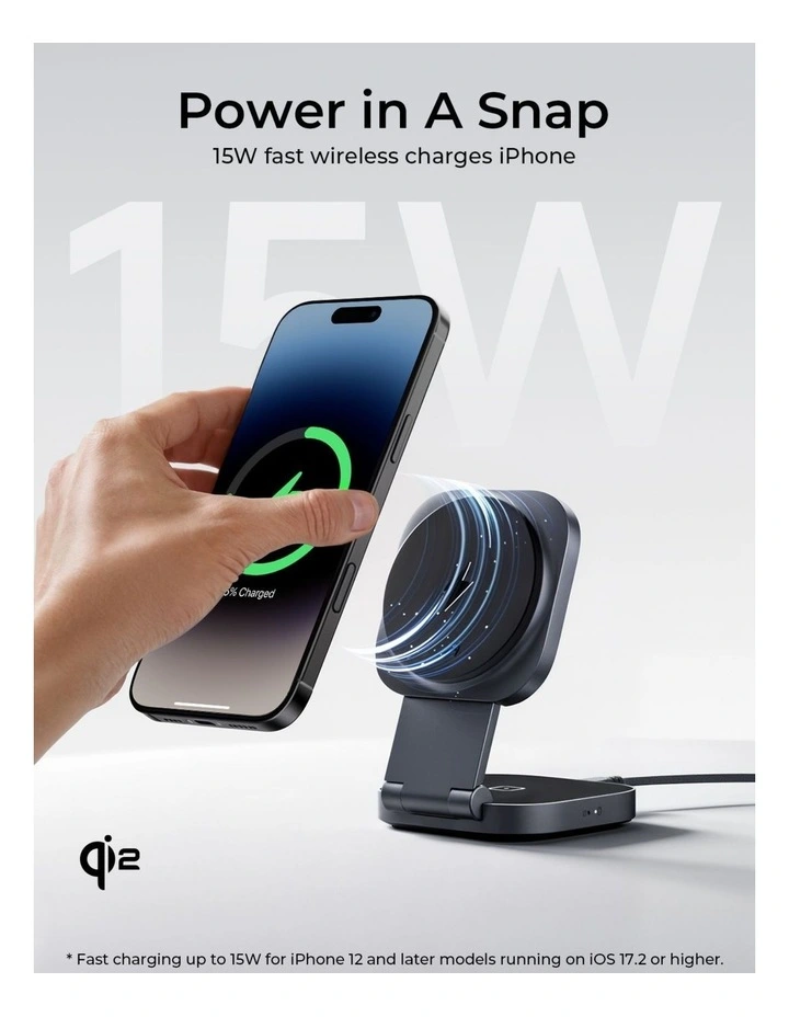 AUKEY MagFusion L LC-MC211 Qi2 Foldable 2-in-1 Magnetic Wireless Charger image 6