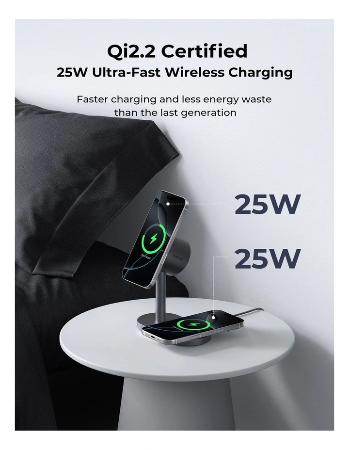 AUKEY LC-MC213 MagFusion 2X 2-in-1 Qi2.2 Magnetic Wireless Charger image 5