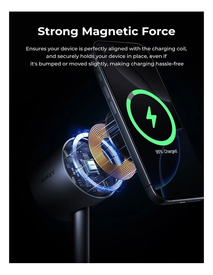 AUKEY LC-MC213 MagFusion 2X 2-in-1 Qi2.2 Magnetic Wireless Charger image 6
