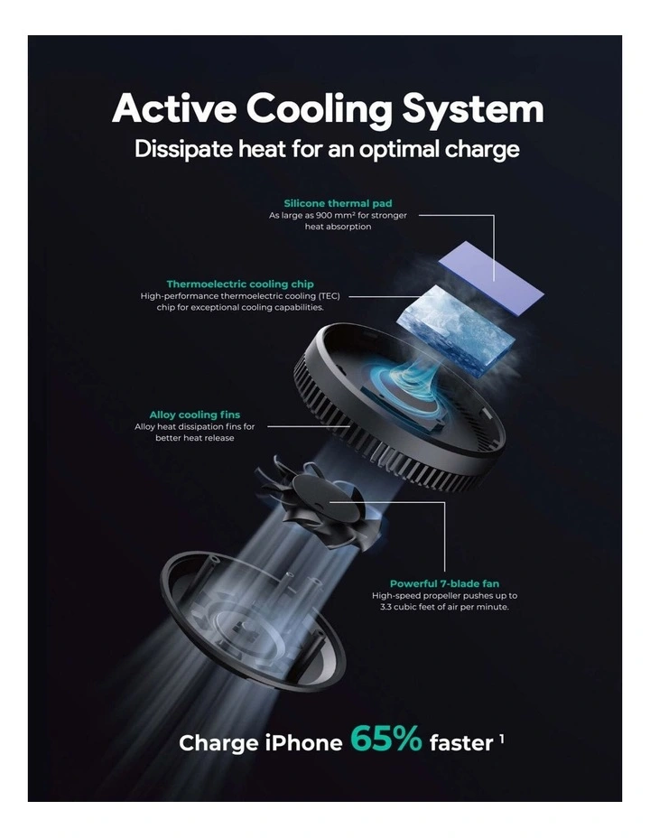 AUKEY MagFusion Dash Pro HD-MC13A Qi2 Active Cooling 15W Magnetic Car Charger Mount image 2
