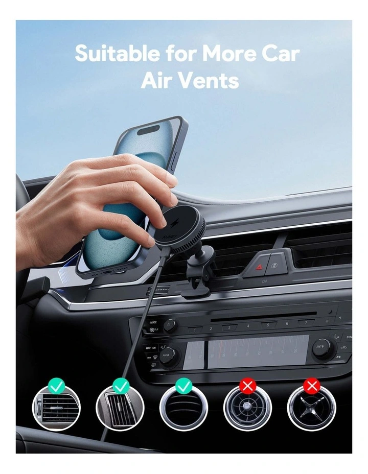 AUKEY MagFusion Dash Pro HD-MC13A Qi2 Active Cooling 15W Magnetic Car Charger Mount image 4