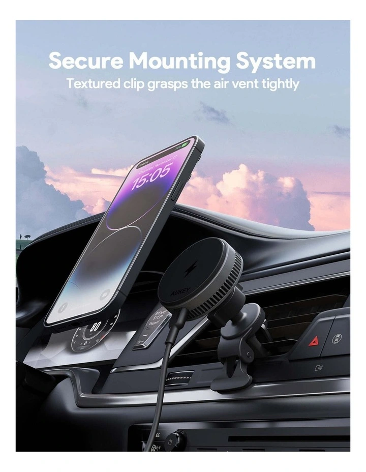 AUKEY MagFusion Dash Pro HD-MC13A Qi2 Active Cooling 15W Magnetic Car Charger Mount image 6