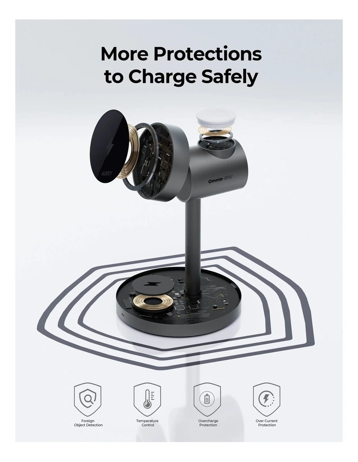 AUKEY LC-MC311 MagFusion 3-in-1 Qi2 Magnetic Fast Wireless Charging Station image 6