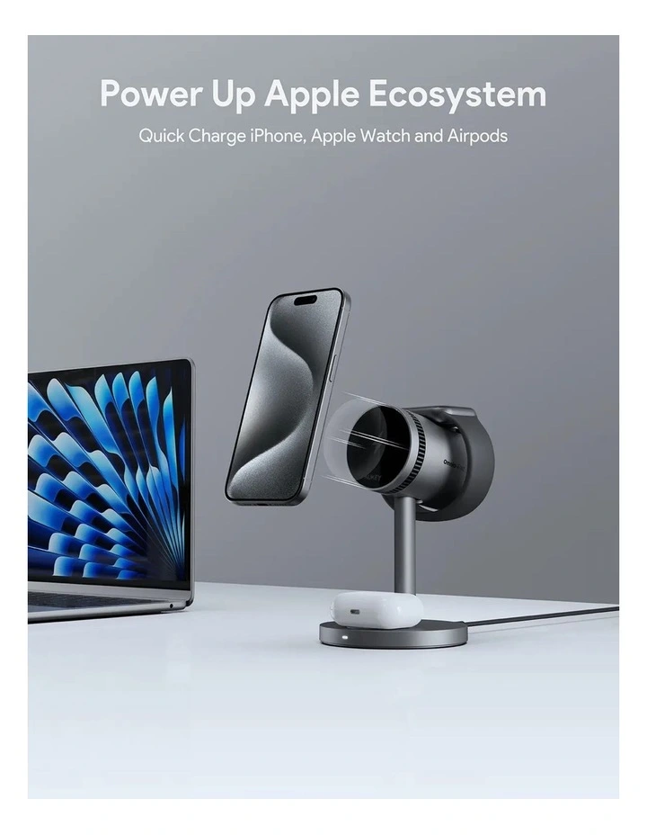 AUKEY LC-MC311A MagFusion 3-in-1 Pro Qi2 Active Cooling Wireless Charging Station. image 2