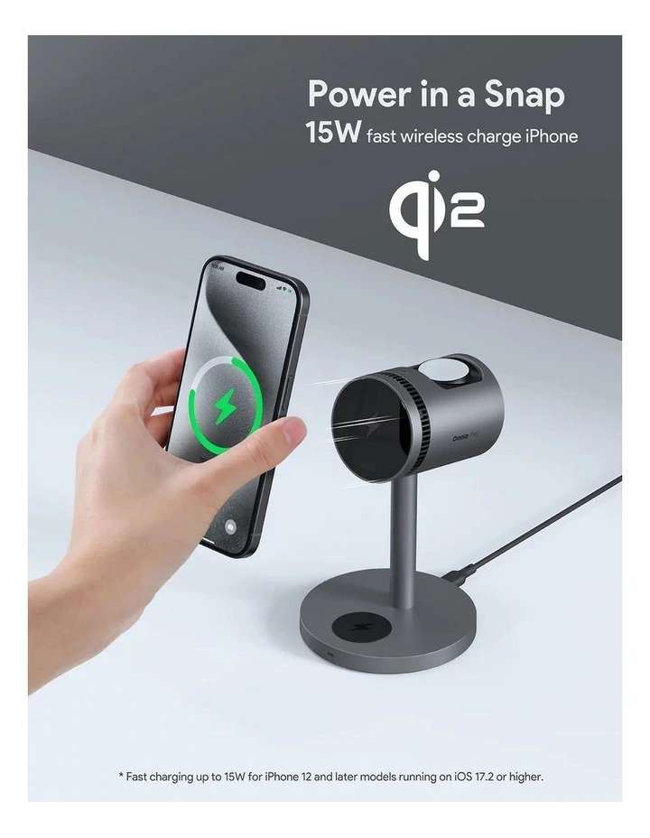 AUKEY LC-MC311A MagFusion 3-in-1 Pro Qi2 Active Cooling Wireless Charging Station. image 3
