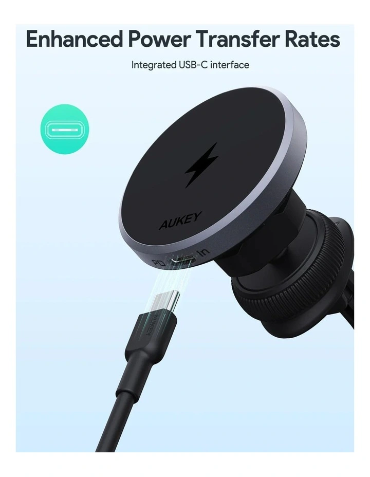 AUKEY MagFusion Dash HD-MC13 Qi2 Magnetic 15W Fast Wireless Charging Phone Mount image 5