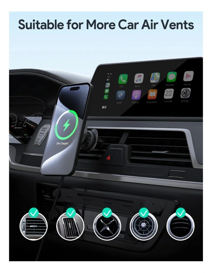 AUKEY MagFusion Dash HD-MC13 Qi2 Magnetic 15W Fast Wireless Charging Phone Mount image 6