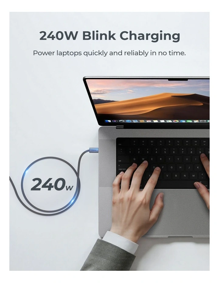 AUKEY CB-DCC241 Circlet Blink 1m 240W DTY Braided USB-C to USB-C Cable image 5