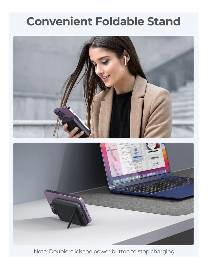 AUKEY PB-MS06 MagFusion 10000mAh Qi2 Magnetic Wireless Charging Power Bank image 6