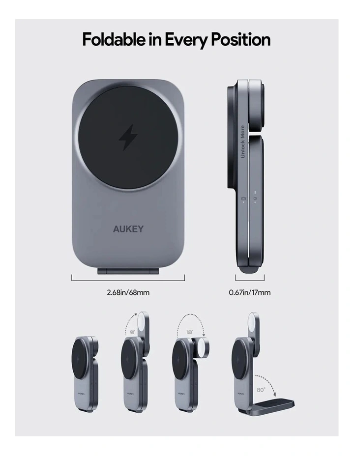 AUKEY LC-MC312 MagFusion Z Pro Qi2 3-in-1 Foldable Magnetic Fast Wireless Charging Station image 5