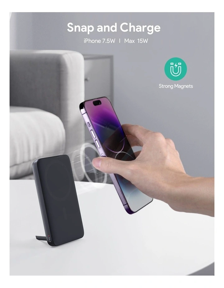 AUKEY PBMS05 MagFusion 6700mAh Qi2 Magnetic Wireless Charging Power Bank image 2