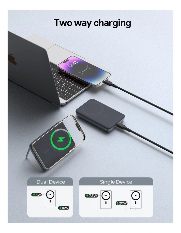 AUKEY PBMS05 MagFusion 6700mAh Qi2 Magnetic Wireless Charging Power Bank image 5