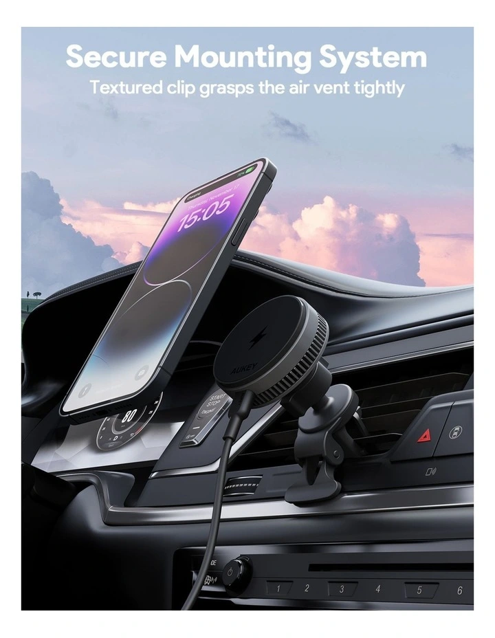 AUKEY HD-MC13AP MagFusion Dash Pro Plus Qi2.2 25W Active Cooling Wireless Charging Phone Mount image 3