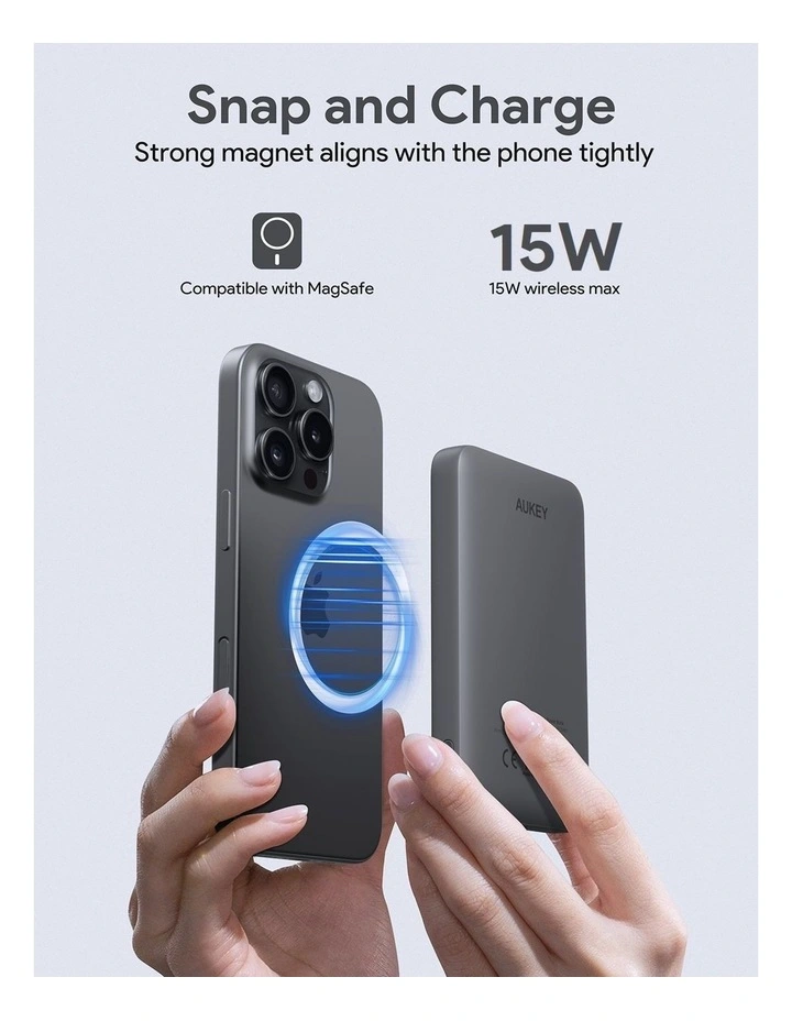 AUKEY PB-MS03 MagFusion Slim Magnetic Wireless Charging Power Bank 5000 mAh image 6