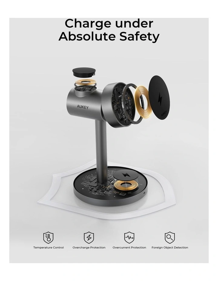 AUKEY LC-MC311G MagFusion 3-in-1 Qi2 Magnetic Fast Wireless Charging Station for Samsung. image 3