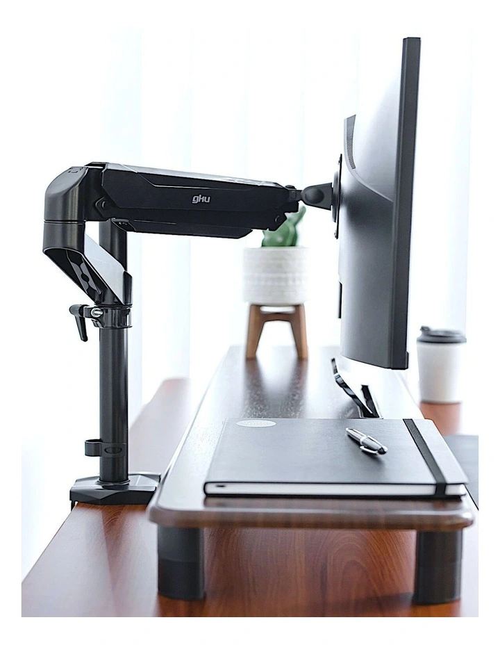 Black Gas Spring Monitor Mount With Full Motion Adjustment And Strong Stable Aluminium Construction image 4