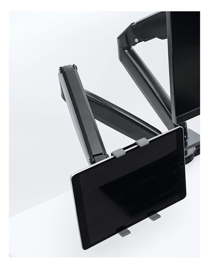 Black Universal Tablet Clamp Mount Compatible With Vesa Monitor Arms For Secure Device Holding image 6