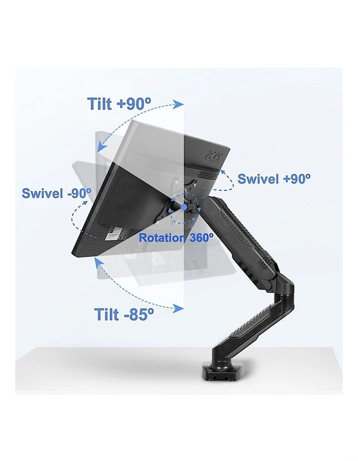 Black 15-27 Monitor Gas Spring Mount, Full Motion, VESA 75x75/100x100 image 5