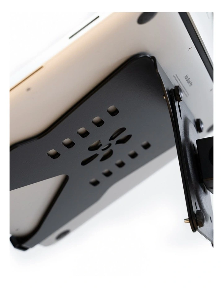 Black Laptop Holder Shelf For Gas Strut Monitor Mount With Secure Clamps image 2